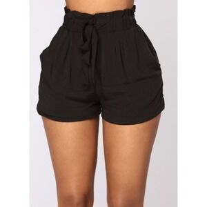 Fashion Nova Shorts Rosie Style Tie Paperbag Waist Black Size 3X NWT